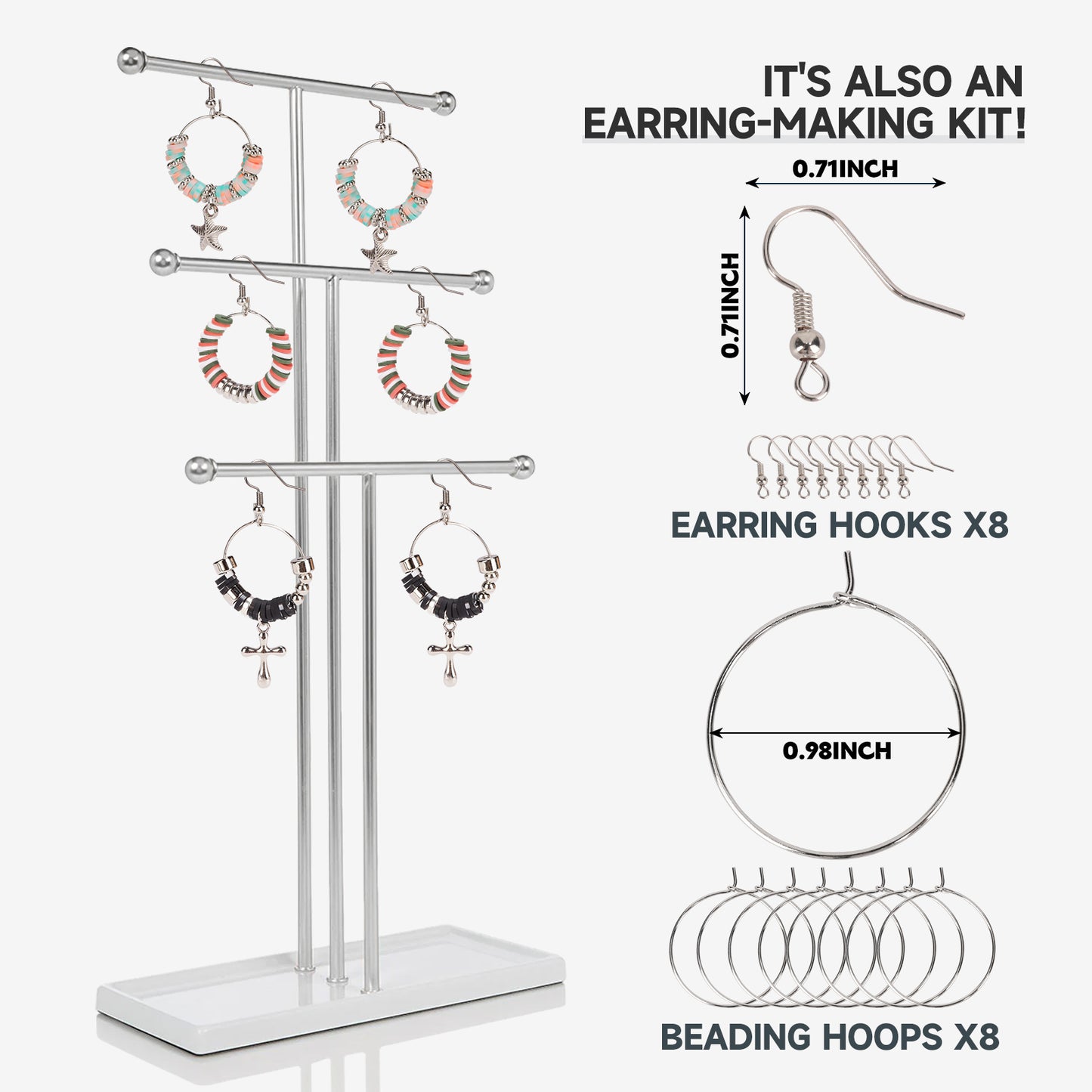 Clay Beads Silver Bracelet Making Kit 3 Boxes, Beads for Silver Jewelry Making, Letter Bead with Cross Charm, Silver Earrings and Elastic String, Friendship Bracelet for Women, Birthday Gifts for Women Girls