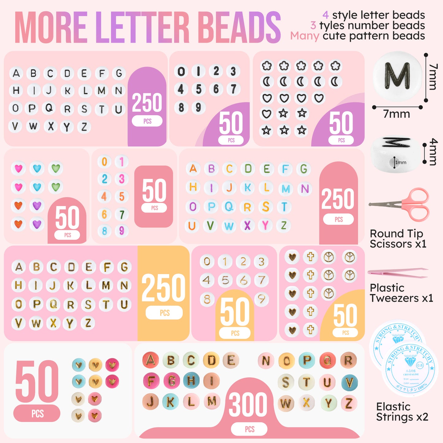 Friendship Bracelet Kit with 28 Colors, 5040 Clay Beads, 1200 Letter Beads for Jewelry Making - 4 Styles of Round Alphabet, Number, Heart & Pattern Beads