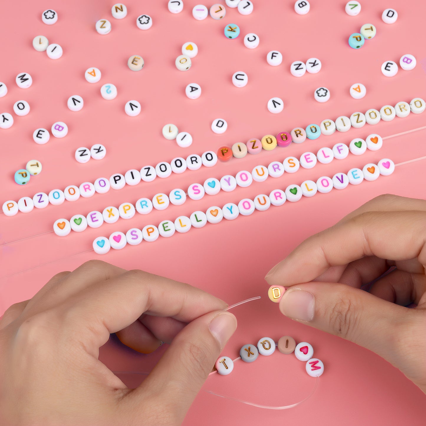 Friendship Bracelet Kit with 28 Colors, 5040 Clay Beads, 1200 Letter Beads for Jewelry Making - 4 Styles of Round Alphabet, Number, Heart & Pattern Beads